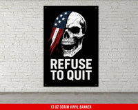 Gym Banner, Motivational Quote Banner, American Flag Skull Banner, Fitness Inspiration, Weightlifting Decor, Custom Gym Decor, Garage Gym