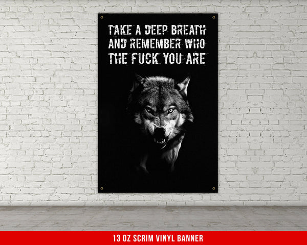 Take A Deep Breath Wolves Banner - Home Gym Decor - Large Motivational Quote Wall Art - Inspirational Print - Wolf
