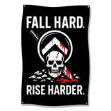 Fall Hard Rise Harder Skull Poster, Motivational Wall Art, Inspirational Decor, Cool Home Decor, Unique Gift for Him