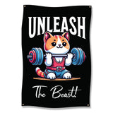 Unleash The Beast Cat Weightlifting Poster, Funny Gym Wall Art, Motivational Workout Decor, Cute Gym Cat Print, Fitness Cat Poster