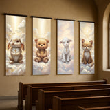 Church Nursery Animal Banner Set, Christian Kids Wall Art, Cute Faith-Based Animal Decor, Sunday School Display, Religious Nursery Gift V29