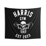 Skeleton Weights | Custom Gym Tapestry | Home Gym Flag Decor | Large Quote Wall Art | Motivational Inspirational | Your Name Custom Banner
