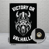 Viking Wall Art, Norse Decor, Victory or Valhalla Banner, Warrior Poster, Scandinavian Home Decor, Nordic Mythology Artwork