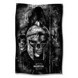 Spartan Skull Warrior Poster, Gothic Dark Art Wall Decor, Motivational Iron Sharpens Iron Artwork, Home Office Decor, Gift for Him