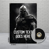 Spartan Warrior Poster Wall Art, Dark Warrior Tapestry, Medieval Knight Print, Gothic Home Decor, Large Wall Hanging
