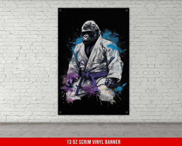 Jiu Jitsu Gorilla Vinyl Banner Martial Arts Decor Grappling Gym Decor BJJ Wall Art Brazilian Jiu Jitsu Gorilla Print Poster
