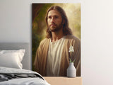 Jesus Christ Portrait Art, Christian Religious Painting, Divine Savior Wall Decor, Spiritual Messiah Canvas, Holy Figure Artwork, Peaceful