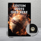 Custom Quote Baseball Banner, Fire Baseball Poster, Sports Wall Art, Custom Sports Decor, Personalized Baseball Gift, Team Locker Room Sign