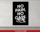 a black and white poster with the words no pain, no gain