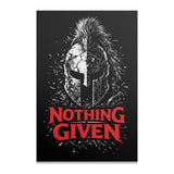 Spartan helmet with mohawk and text "NOTHING GIVEN".