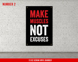 Gym Quote Banners - Set of 4 - Home Gym Decor - Large Quote Wall Art - Weightlifting Fitness