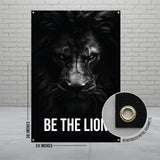 Be The Lion motivational poster, Inspirational wall art, Black and white lion print, Office decor, 24x36 inches banner