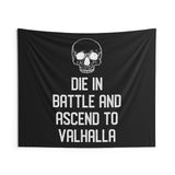 Motivational Tapestry Die in Battle Ascend to Valhalla Wall Art Decor for Gym Dorm Garage Fitness Inspirational Banner