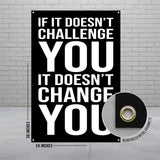 Motivational Wall Art, Inspirational Quote Poster, Challenge Change You, Office Decor, Gym Wall Hanging, Bold Black White Design