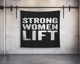 Motivational Gym Wall Art Tapestry, Strong Women Lift Banner, Inspirational Quote Decor, Fitness Garden Garage Tapestry, Home Gym Decor
