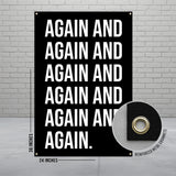 Again and Again Quote Poster, Minimalist Wall Art, Motivational Print, Black and White Typography, Office Decor, Inspiration Banner