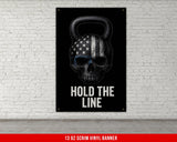 Gym Motivation Banner, Home Gym Wall Art, Kettlebell Skull Banner, Hold The Line Banner, Home Gym Decor, Custom Gym Banners