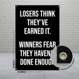 Motivational Quote Banner, Office Wall Decor, Winners Fear They Haven't Done Enough, Inspirational Wall Art, 24x36 inches Sign