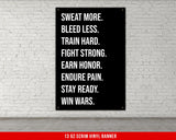 Sweat More Train Hard Motivational Banner, Gym Decor, Weightlifting Poster, Wall Art for Home or Garage Gym, Fitness Inspirational Quote