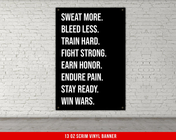 Sweat More Train Hard Motivational Banner, Gym Decor, Weightlifting Poster, Wall Art for Home or Garage Gym, Fitness Inspirational Quote