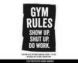 Gym Rules Cloth Banner - Home Gym Decor - Large Wall Art Quote - Motivational Fitness Sign Flag