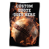 Flaming Baseball Banner, Sports Wall Art, Baseball Decor, Fire Theme Poster, Unique Sports Gift, Motivational Quote Banner