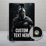 Spartan Warrior Poster for Wall Art, Medieval Knight Decor for Man Cave, Customizable Artwork for Office, 24x36 Inch Banner