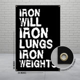 Iron Will Iron Lungs Iron Weights Gym Banner, Fitness Motivation Poster, Workout Inspiration Wall Art, Gym Decor, Training Banner