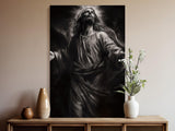 The image is a collection of black canvas boxes with dimensions and corresponding person silhouettes, providing a guide for selecting the appropriate canvas size for a hand-stretched person.