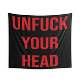 Unfuck Your Head | Custom Gym Tapestry | Home Gym Flag Decor | Large Quote Wall Art | Motivational Inspirational | Banner