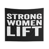 Motivational Gym Wall Art Tapestry, Strong Women Lift Banner, Inspirational Quote Decor, Fitness Garden Garage Tapestry, Home Gym Decor