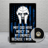 Motivational Spartan Warrior Wall Art, May God Have Mercy On My Enemies, Inspirational Quote Poster For Home Decor