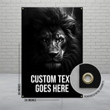 Lion Poster Wall Art, Black and White Lion Print, Animal Artwork for Home Decor, Large Lion Canvas, Inspirational Lion Decor