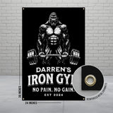 Gorilla Gym Banner, Motivational Gym Decor, Workout Inspiration Poster, Fitness Wall Art, No Pain No Gain, Iron Gym Sign, 24x36 Inches