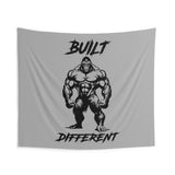 Built Different | Custom Gym Tapestry | Home Gym Flag Decor | Large Quote Wall Art | Motivational Inspirational | Banner | Gorilla