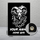 Ram Skull Gym Banner, Home Gym Decor, Fitness Motivation Poster, Workout Wall Art, Strong Ram Head Banner for Gym Enthusiasts