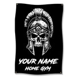 Custom Skull Warrior Banner, Personalized Home Gym Wall Art, Workout Motivation Decor, Fitness Room Sign, Unique Gym Accessory, Badass Gift