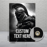 Custom Spartan Warrior Banner, Personalized Text Wall Art, Medieval Military Decor, Tactical Home Decor, Geeky Gift Idea, 24x36