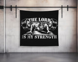 The Lord Is My Strength Tapestry, Home Gym Decor, Gym Wall Art, Motivational Wall Art, Fitness Wall Decor, Body Building, Fitness Flag