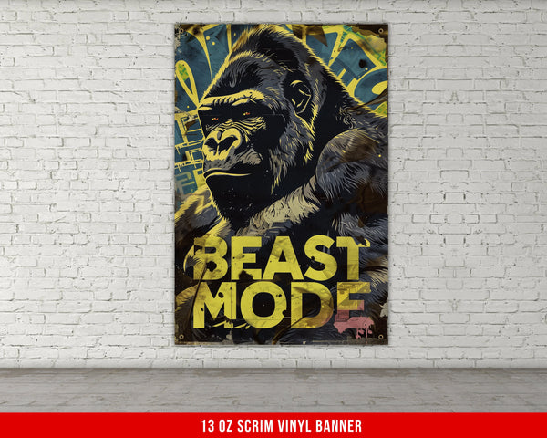 a picture of a gorilla on a brick wall