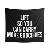 Lift So You Can Carry More Groceries Motivational Quote Tapestry Gym Decor Wall Art Fitness Banner Dorm Garage Gift