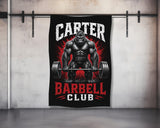 Gorilla lifting barbell with "CARTER" and "BARBELL CLUB" text.