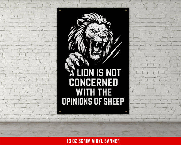 Lion Motivational Banner, Home Gym Decor, Weightlifting Quote Wall Art, Fitness, Powerlifting, Inspirational, Custom Garage Gym Banner