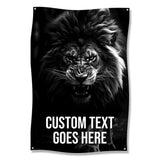 Lion wall art, animal print poster, fierce lion decor, black and white lion artwork, wild animal wall hanging, bold lion banner