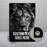 Lion Canvas Art Print, Wall Decor, Black and White Lion Poster, Large Animal Wall Art, Bold Lion Face Artwork for Living Room