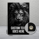 Custom Lion Poster, Fierce Lion Wall Art, Black and White Animal Print, Personalized Home Decor, Large Lion Face Artwork