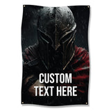 Custom Warrior Print Wall Banner, Medieval Helmet Decor, Dark Knight Poster, Personalized Battle Artwork, Epic Warrior Gift