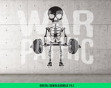 Deadlift Skeleton PNG SVG Motivational Gym Design for Fitness T-Shirts Sublimation Artwork Digital Download
