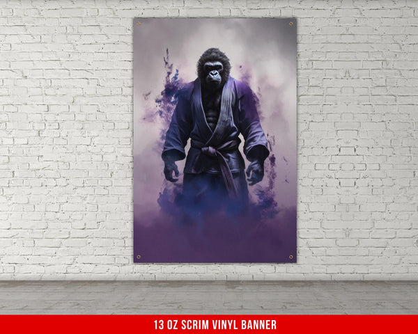 Gorilla Jiu Jitsu Vinyl Banner Martial Arts Gym Decor Grappling Artwork Jiu Jitsu Gift Gym Wall Art Sports Vinyl Print