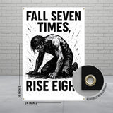 Fall Seven Times Rise Eight Inspirational Banner, Motivational Wall Art, Encouragement Poster, Office Decor, Gym Wall Hanging